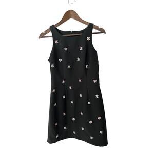 VTG Y2K Candy Rocket black‎ embroidered flower sheath dress sz M